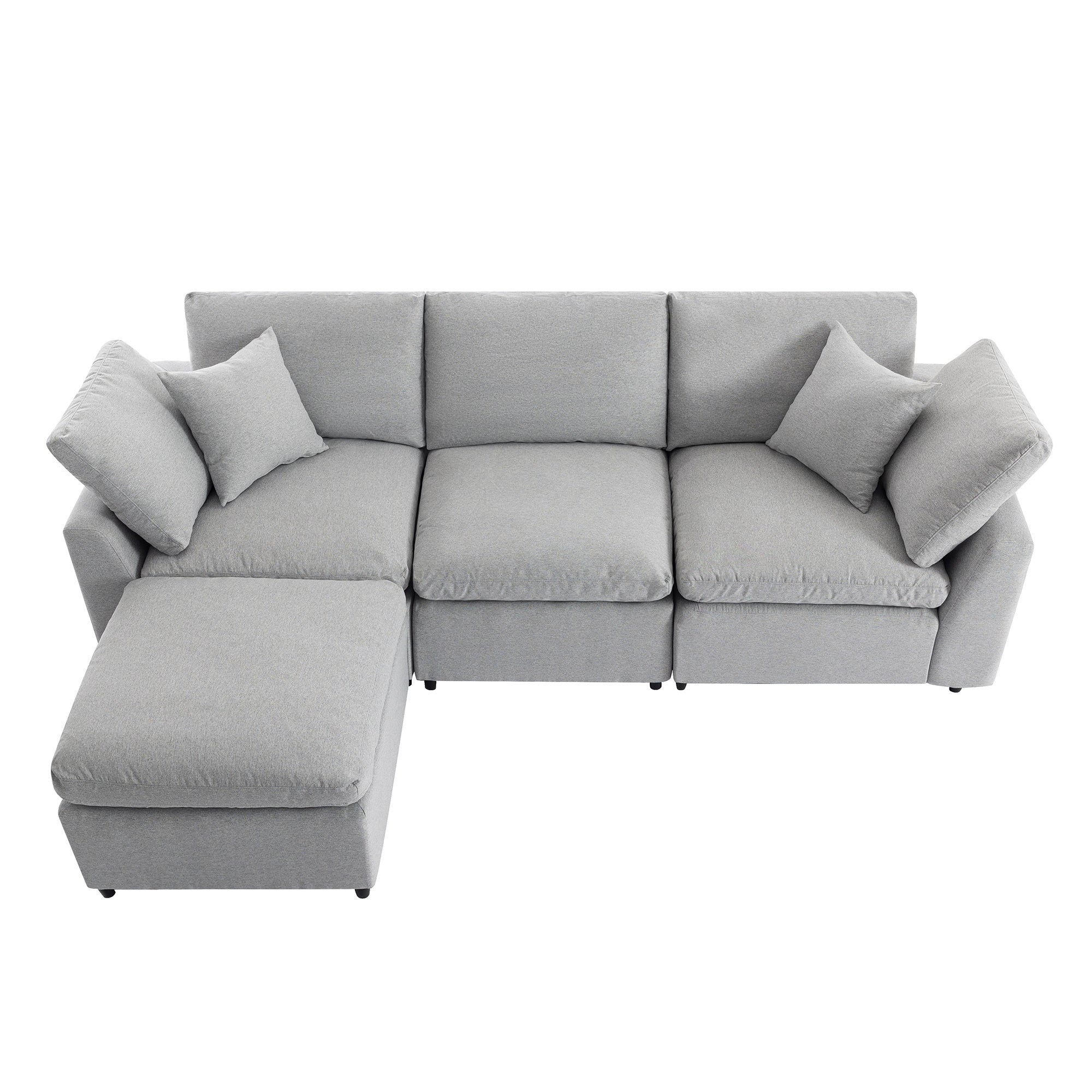 [ Video Provided]U_STYLE Down Filled Upholstery Convertible Sectional Sofa, L Shaped Couch with Reversible Chaise