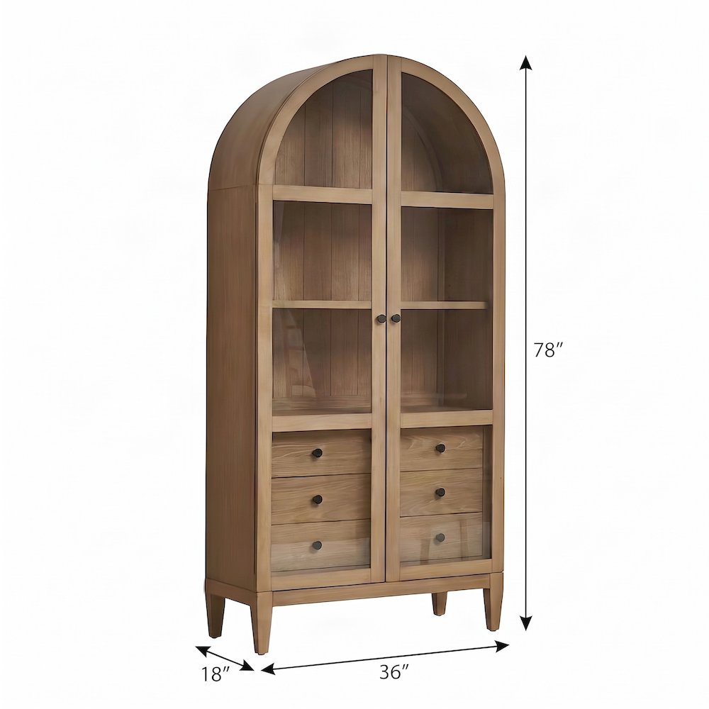 Wooden Arched Bookcase with Adjustable Shelves, Tall Console Bookcase for Home Office,Brown