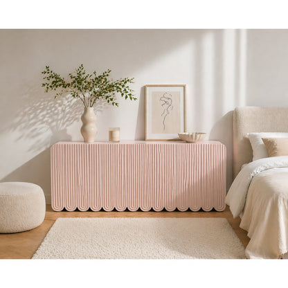 Fluted And Scalloped Sideboard Storage Cabinet In Elegant Finish