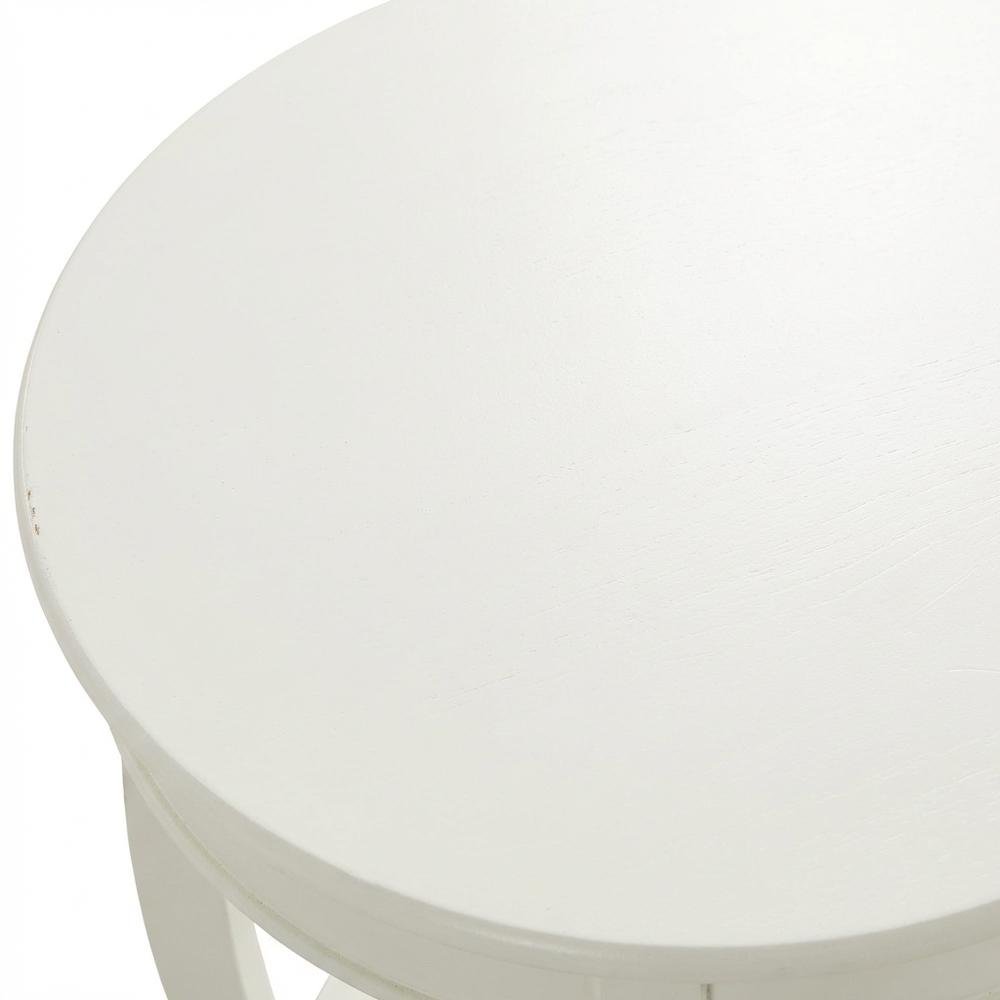 Round Coffee Table with Storage Shelf in White Finish for Living Room
