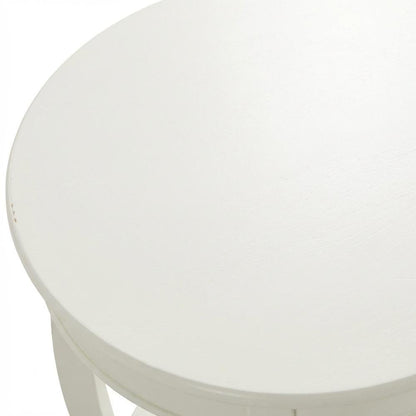 Round Coffee Table with Storage Shelf in White Finish for Living Room