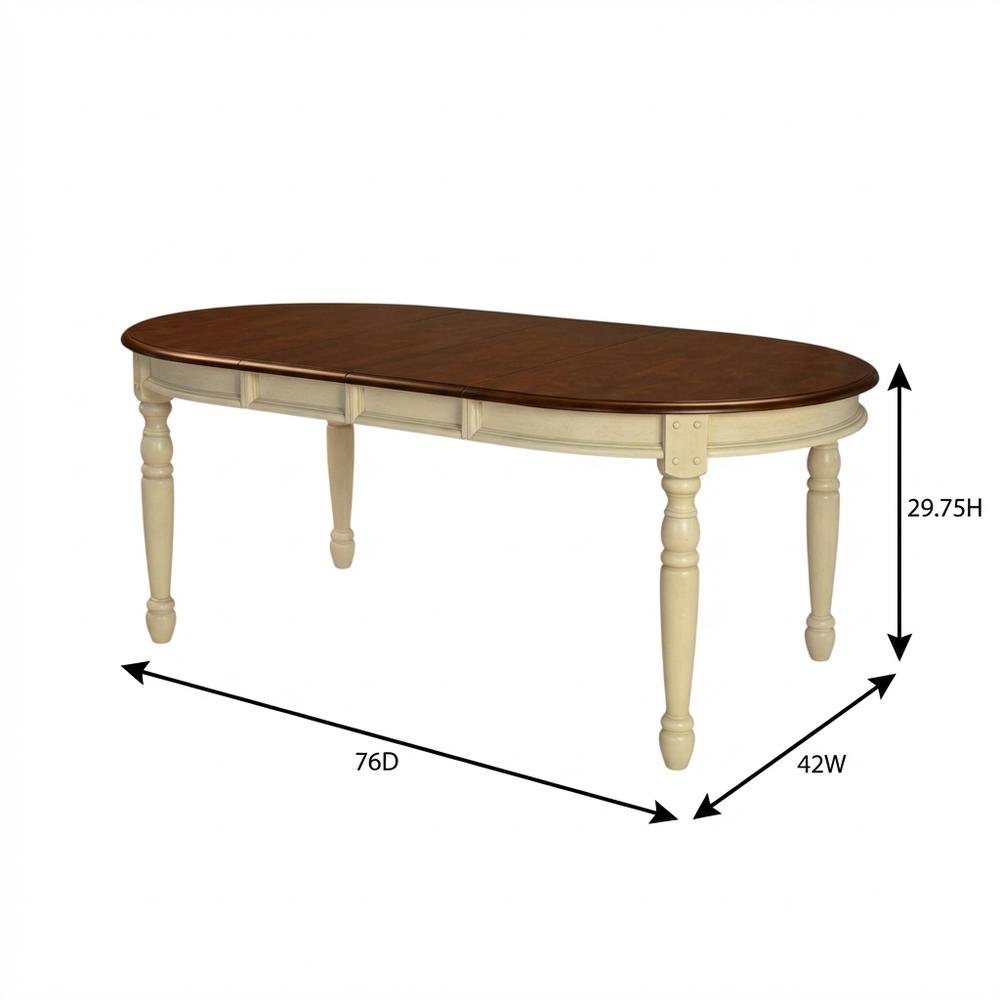 Merlot-Buttermilk Oval Dining Table with 12" Leaves in Rubberwood Finish