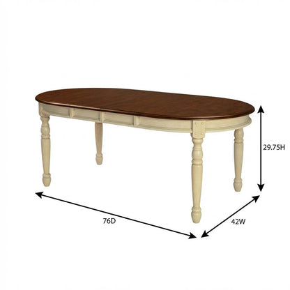 Merlot-Buttermilk Oval Dining Table with 12" Leaves in Rubberwood Finish