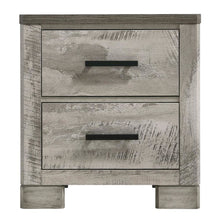 Gray 2-Drawer Wood Nightstand with Metal Handles