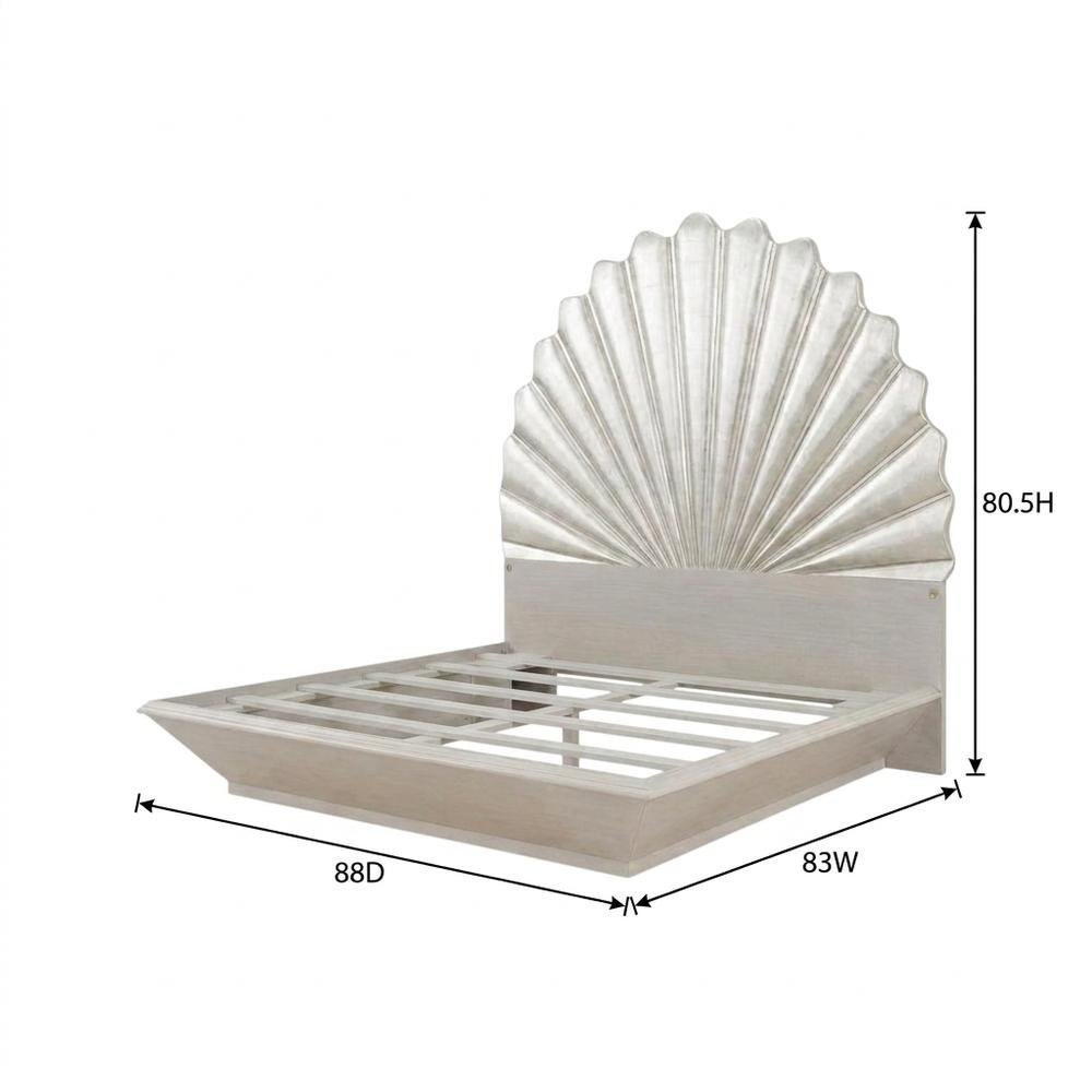 King Fan Bed in Silver Leaf for Elegant Bedroom Decor