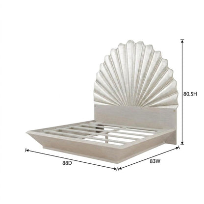 King Fan Bed in Silver Leaf for Elegant Bedroom Decor