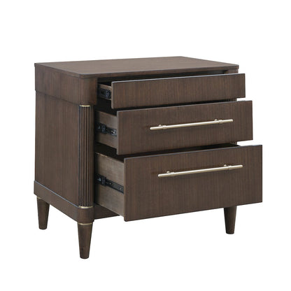 Asher Park 3 Drawer Nightstand, Piano Brown Finish